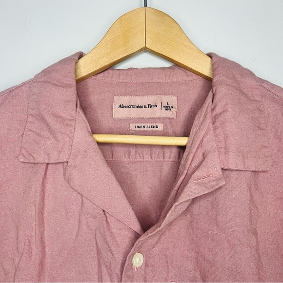 A&F Peach 80’s Linen Blend Button Up Shirt - Picture 2 of 6